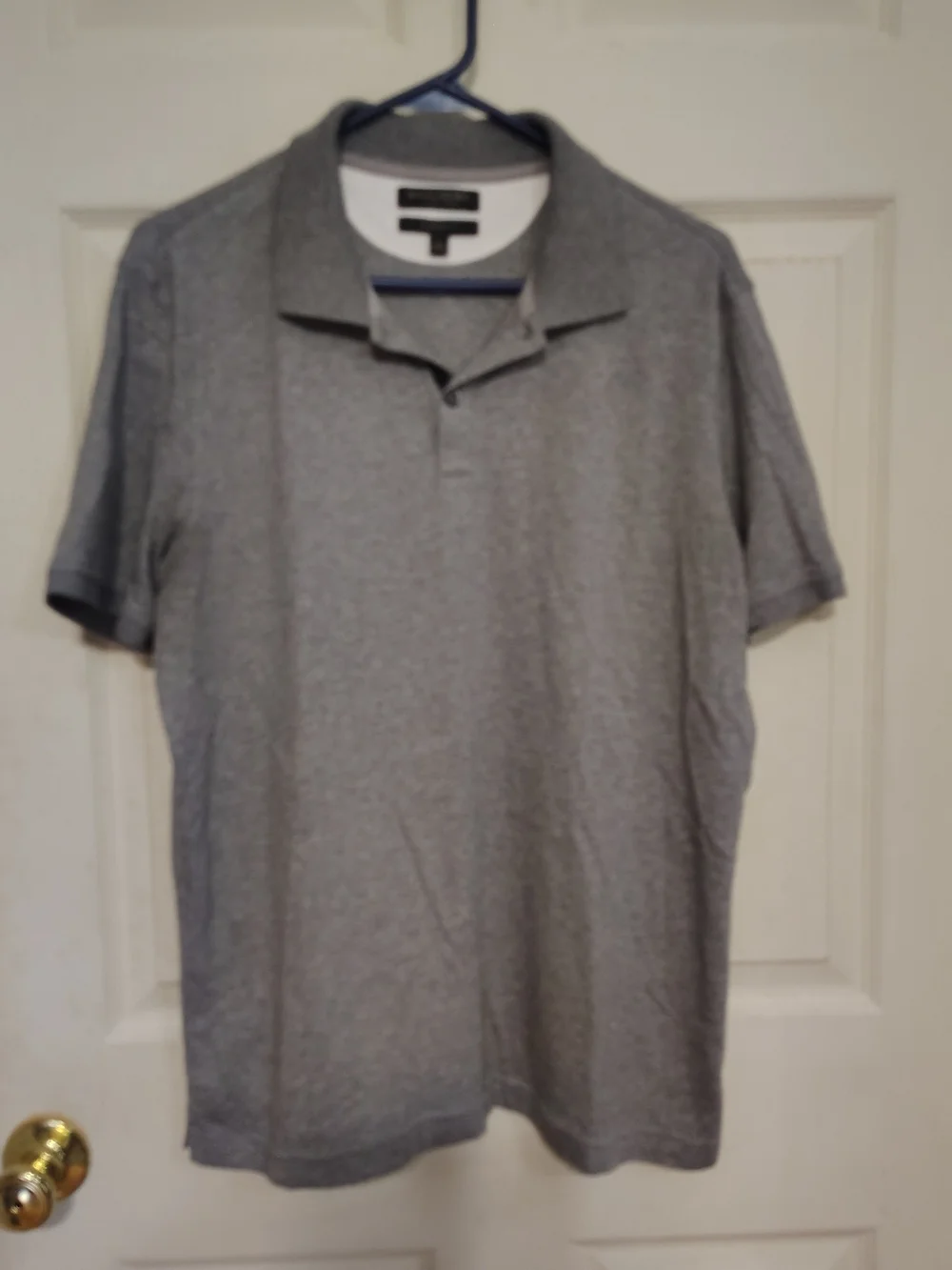 Banana Republic Luxury Touch Standard Fit Gray Cotton Short Sleeve Polo L